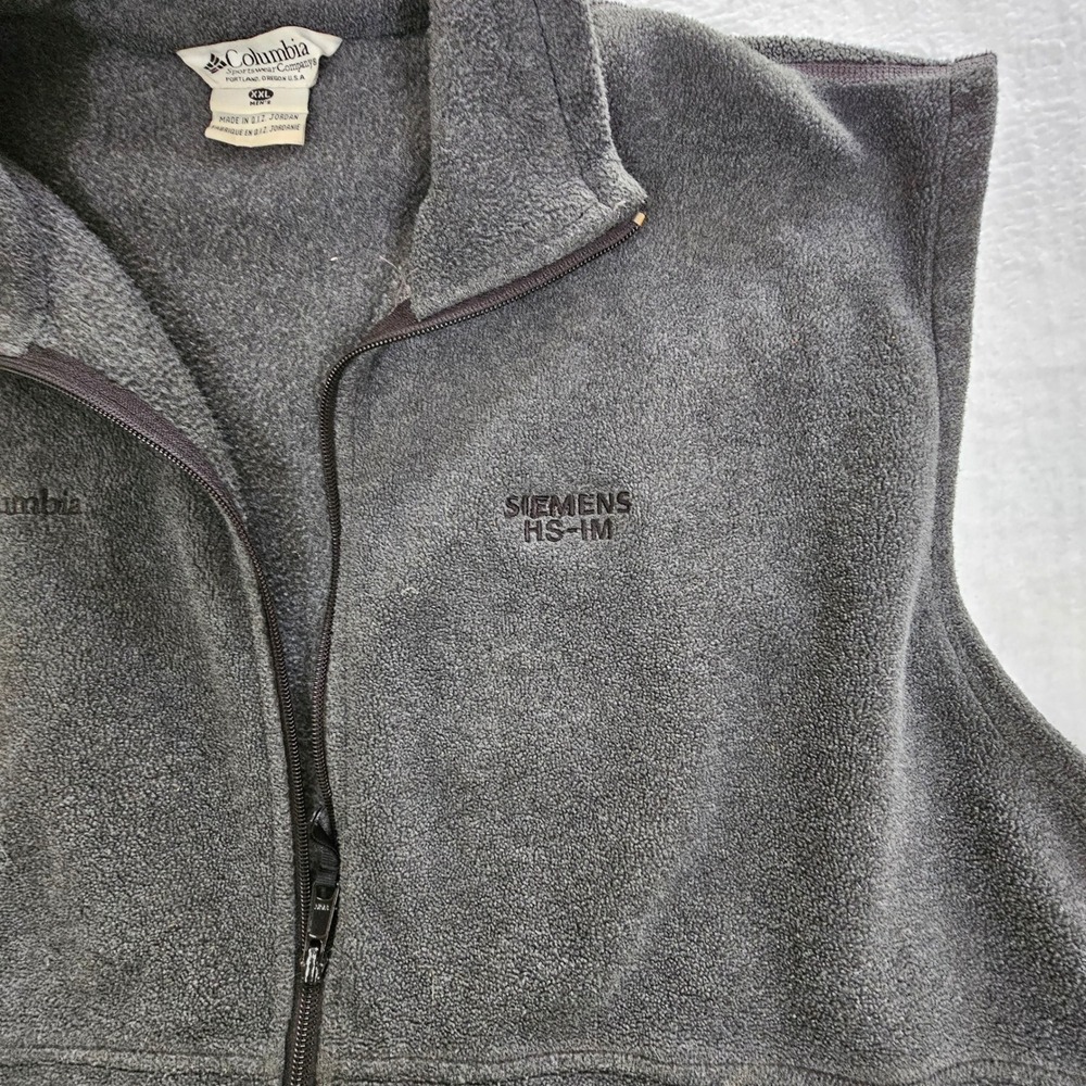 Columbia Mens XXL Gray Fleece Full Zip Vest Siemens HS-IM Embroidery Charcoal - Picture 3 of 10